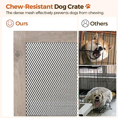 Greige and Black Wooden Dog Crate Furniture P559