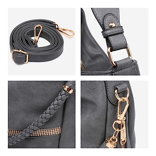 Vegan Leather Shoulder Bucket Tote Bag Set with Long Strap I2492