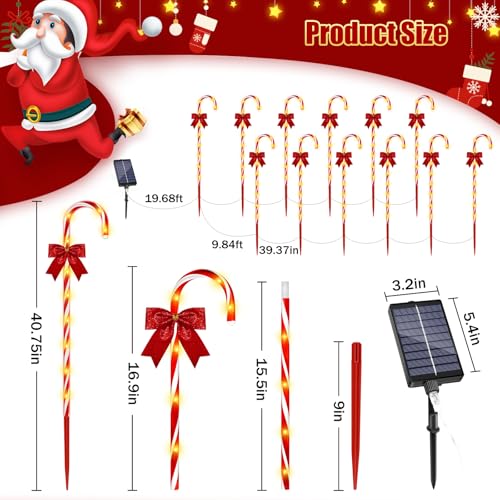 24PCS 240LED Solar Candy Cane Pathway Lights V693768