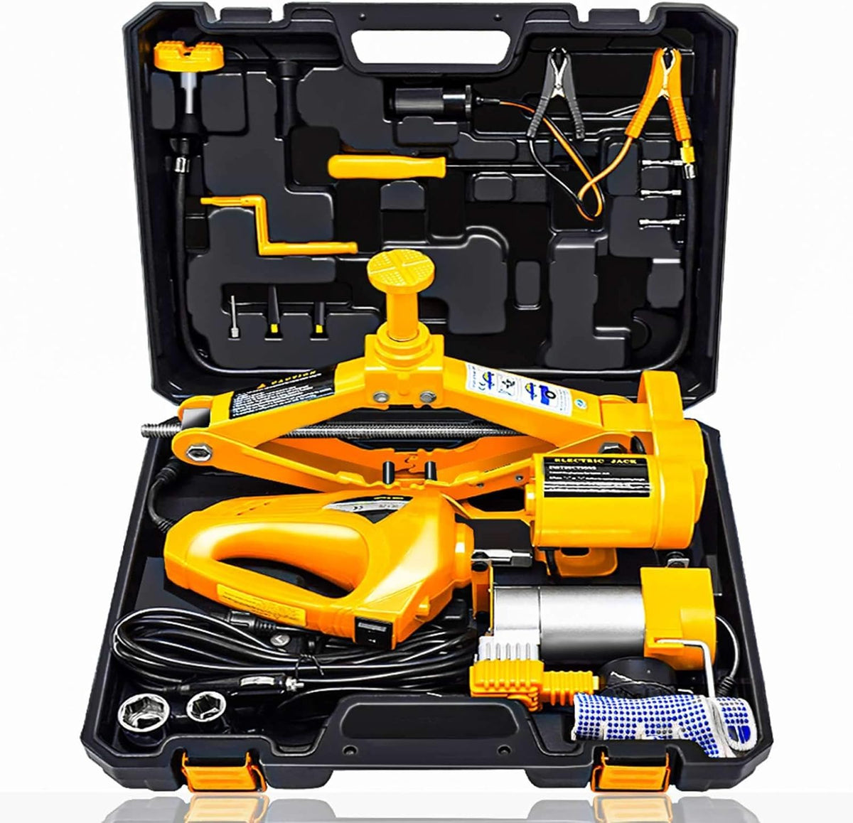 Electric Car Jack 3 Ton 12V with Impact Wrench and Inflator C9466