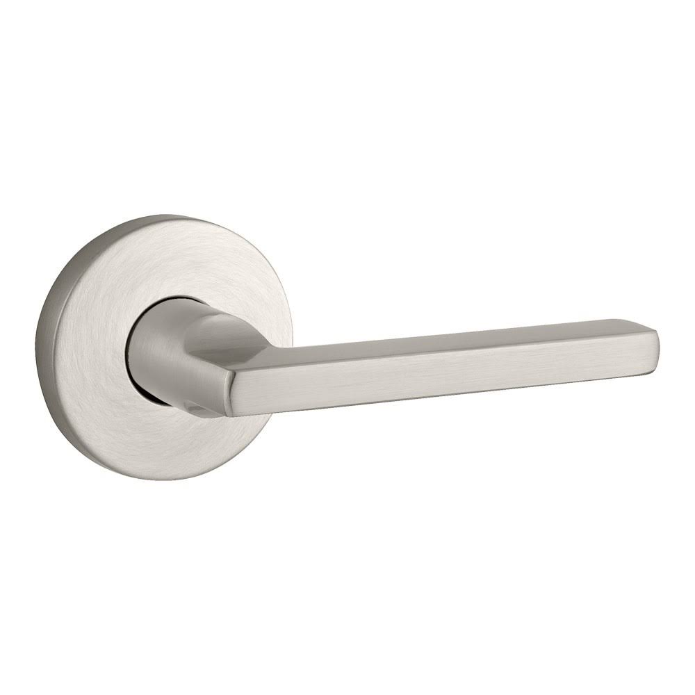 Satin Nickel Square Passage Leverset with Round Rose S314659