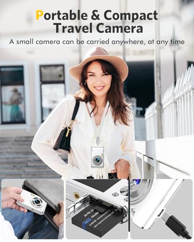 4K Compact Digital Camera with Autofocus Dual Lens 48MP 16X Zoom Black K40767