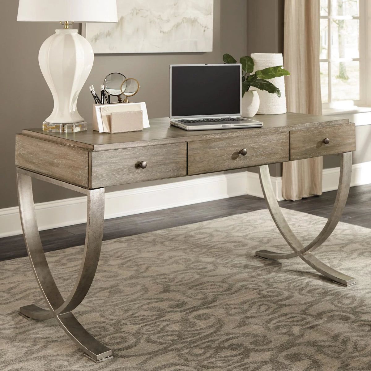 Wood and Metal Writing Desk H1079