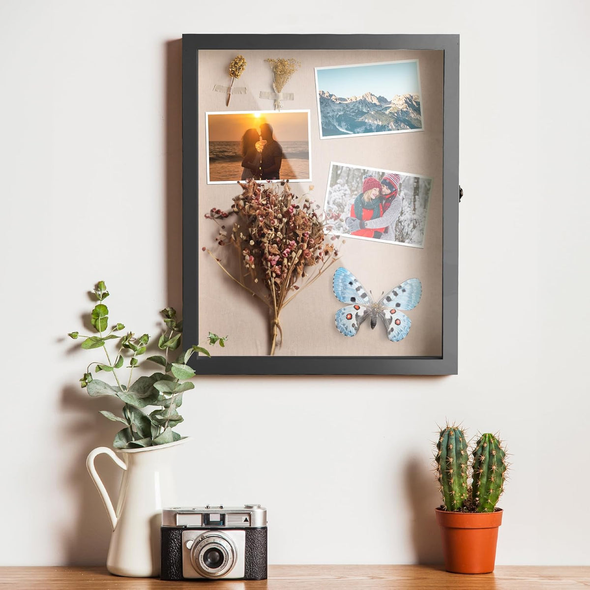 Black 16x20 Shadow Box Display Case with Door and Metal Lock Z51902