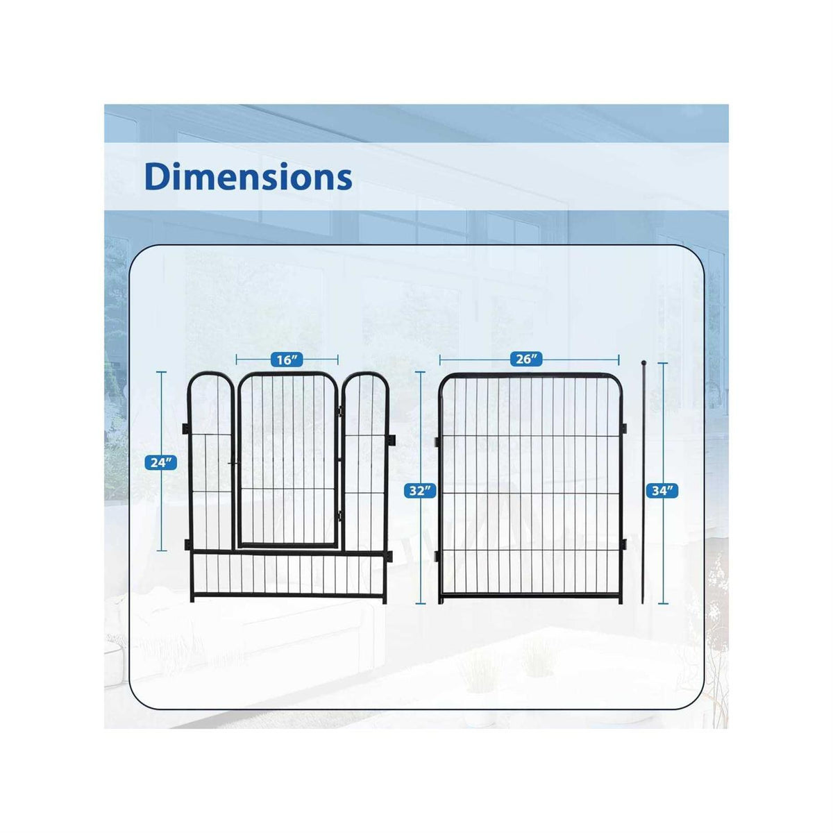 8 Panel Metal Exercise Pen with Pet Door W9204