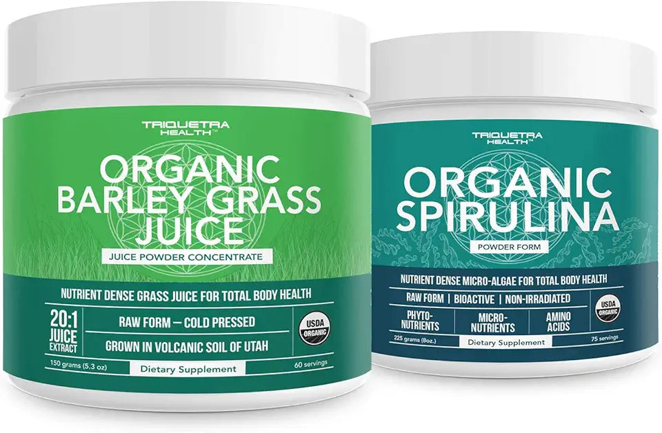 Organic Spirulina Powder 8 oz. Barley Grass Juice Powder 5.3 oz. C6155