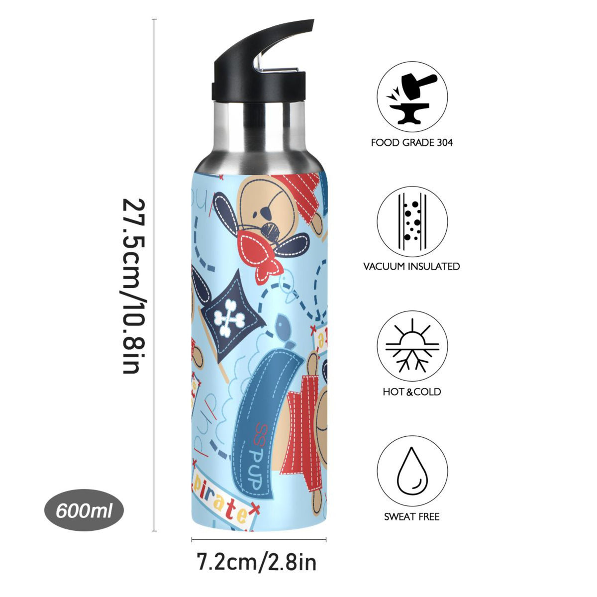 Stainless Steel Insulated Water Bottle with Straw Lid L95175