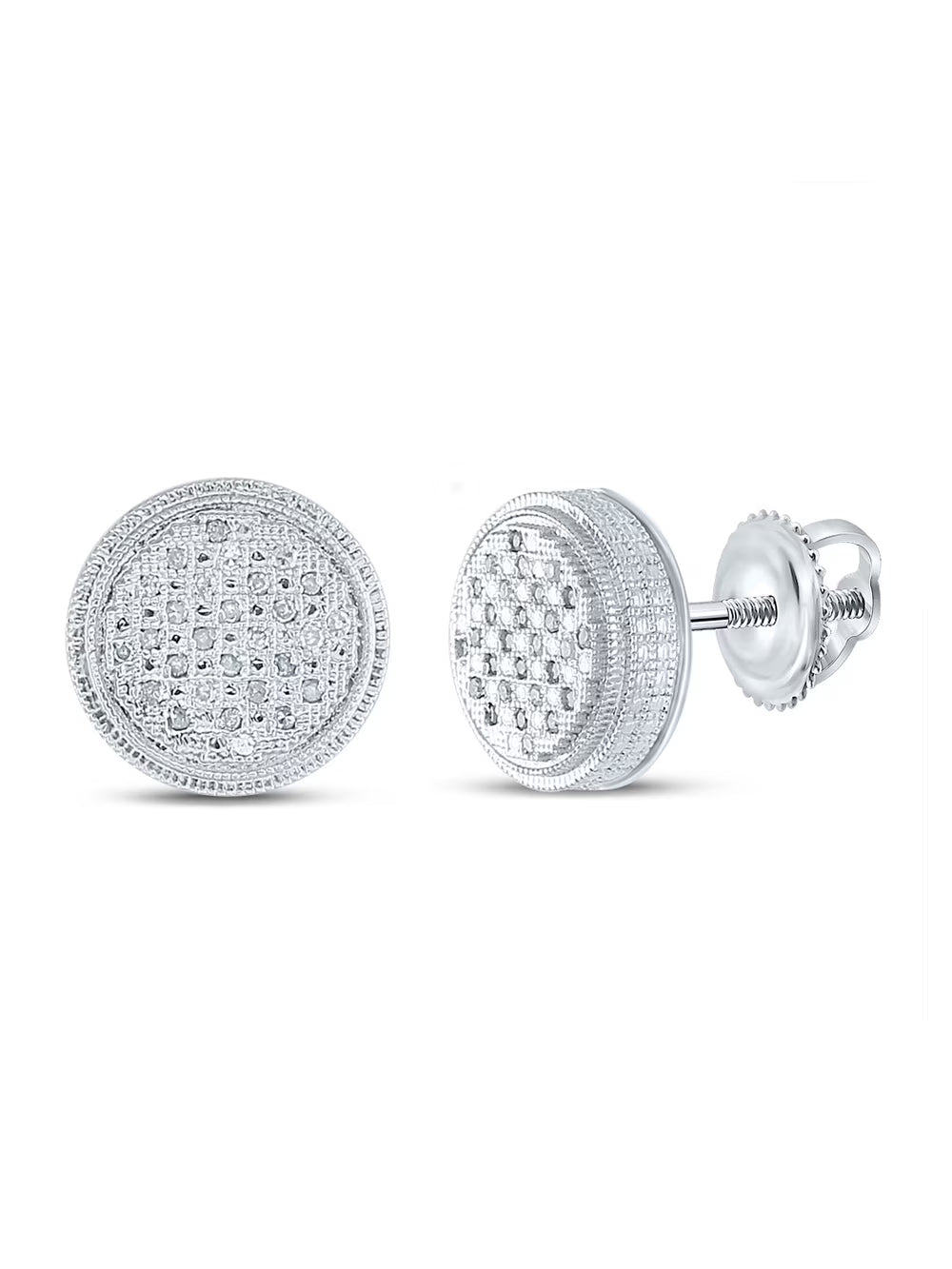 Sterling Silver Round Diamond Circle Earrings R452