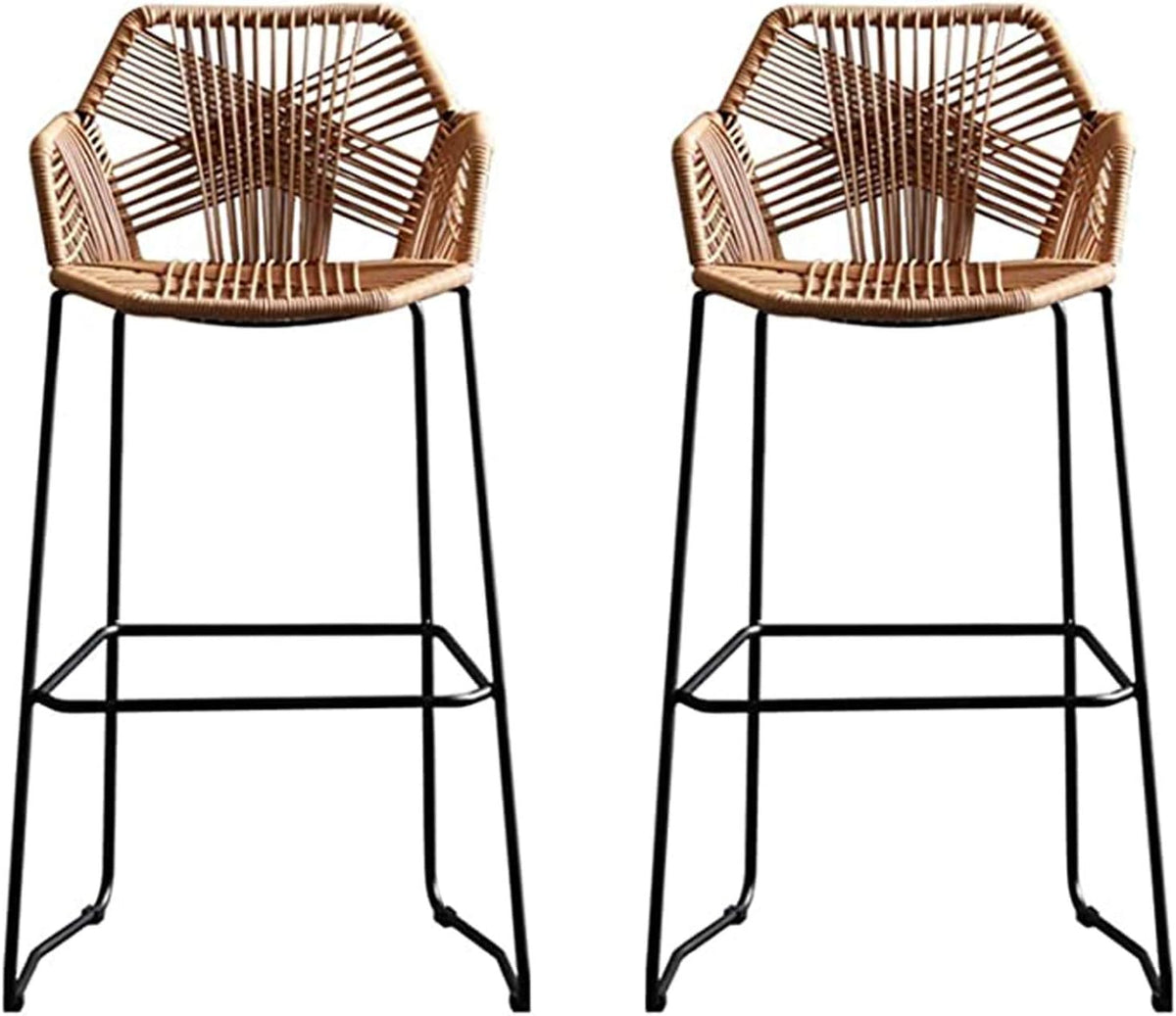 Beige Rattan Bar Stool with Footrest & Back M6760