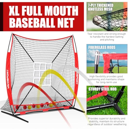 7x7' Baseball & Softball Net with Strike Zone, Tee, Ball Caddy X8958