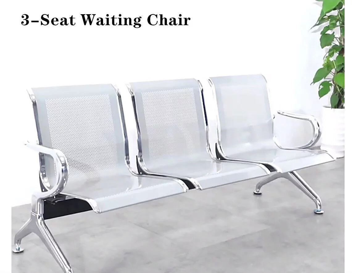 3-Seat Steel Reception Chair with Arms A59558