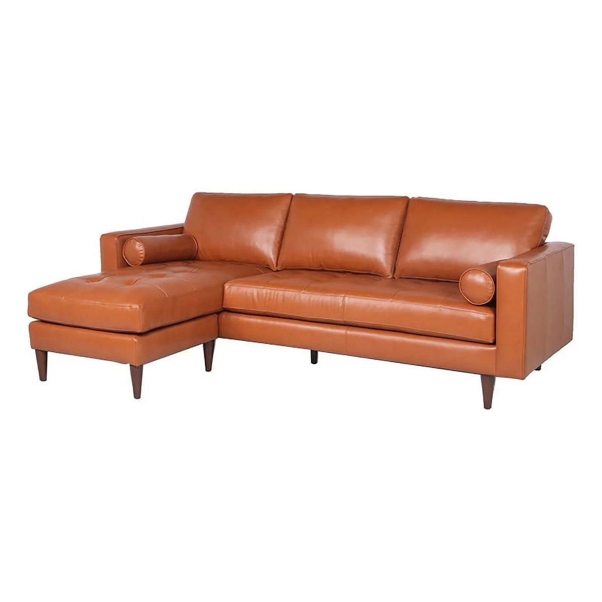 20" Camel Caramel Leather Upholstered Reversible Sectional I60855