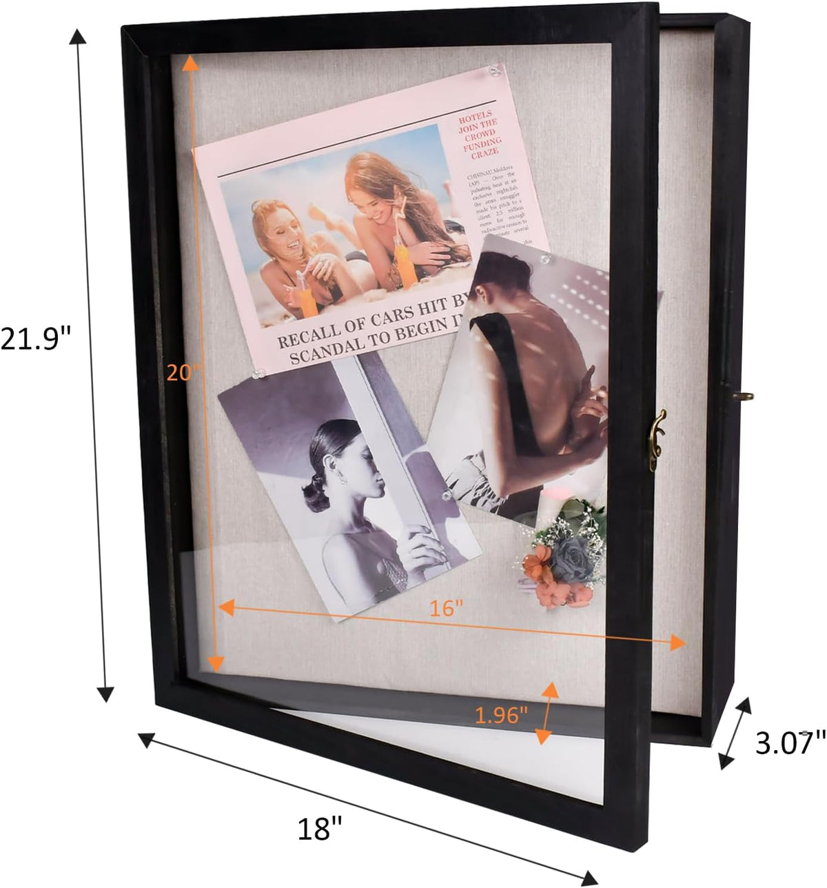 Black 16x20 Shadow Box Display Case with Door and Metal Lock Z51902