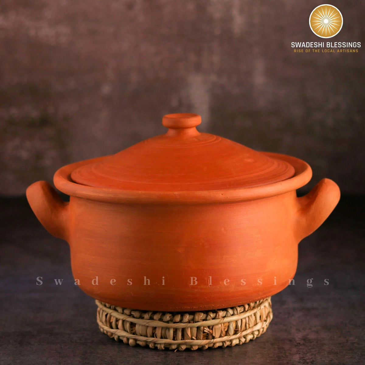 Unglazed Clay Pot with Lid Combo 2.5 & 3.5L Earthen Kadai V7956