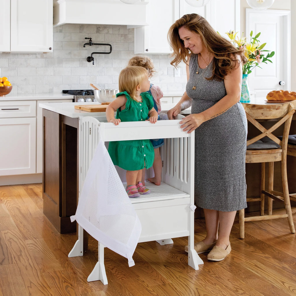 White Foldable Wooden Double Step Stool D37822