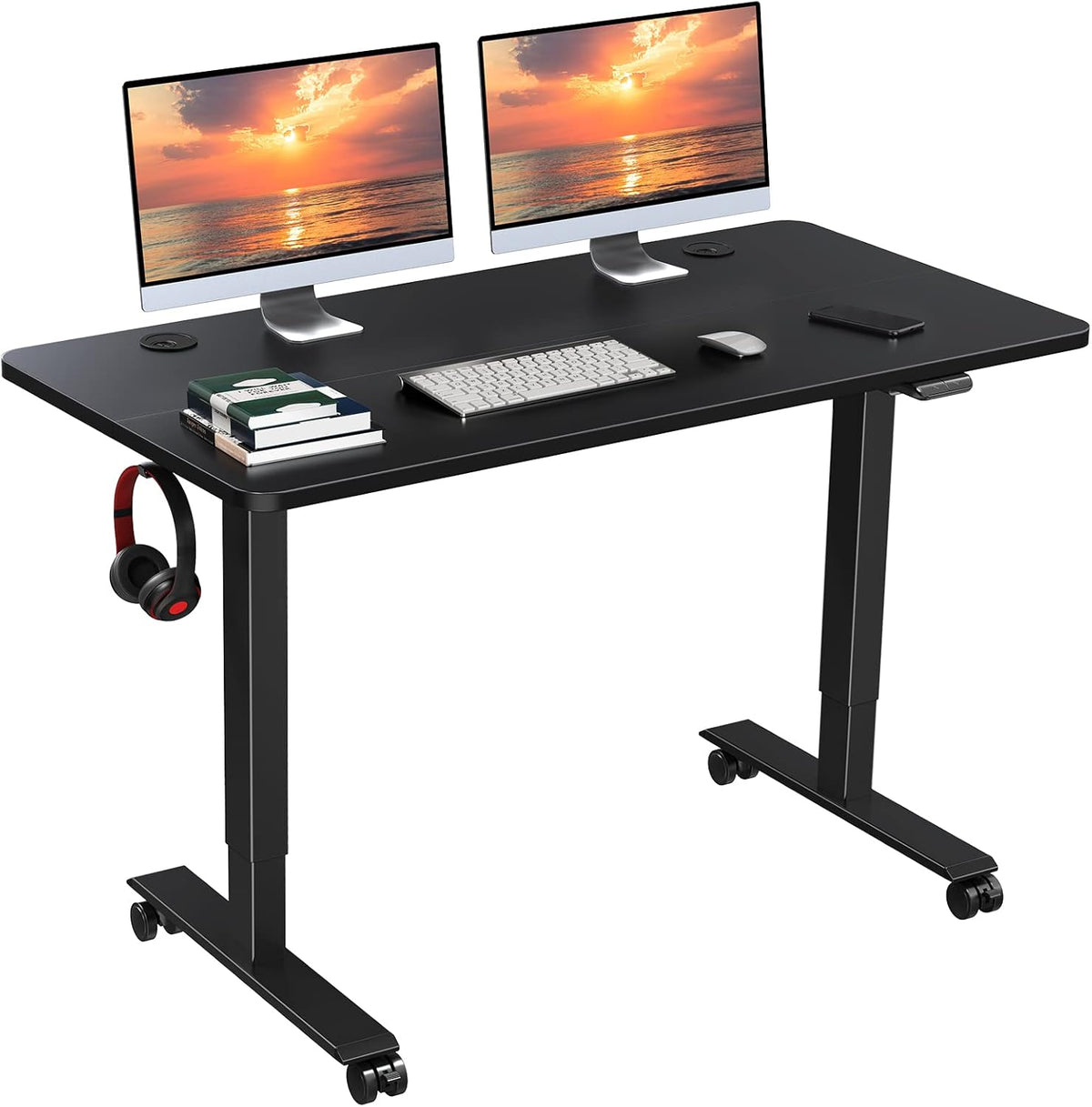 Electric Standing Desk, 48 x 24 Inch Height Adjustable Desk, Black P5132