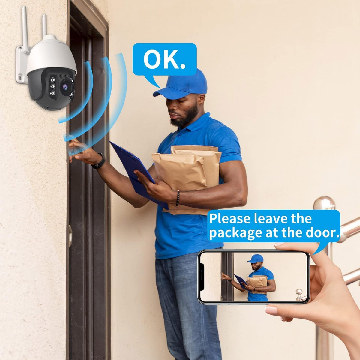 Wireless WiFi 1080P Security Camera with Motion Detection, Auto Tracking, Two Way Audio, Full Color Night Vision G64172