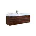 60 in. Single Sink Wall Mount Walnut Bathroom Vanity T690628