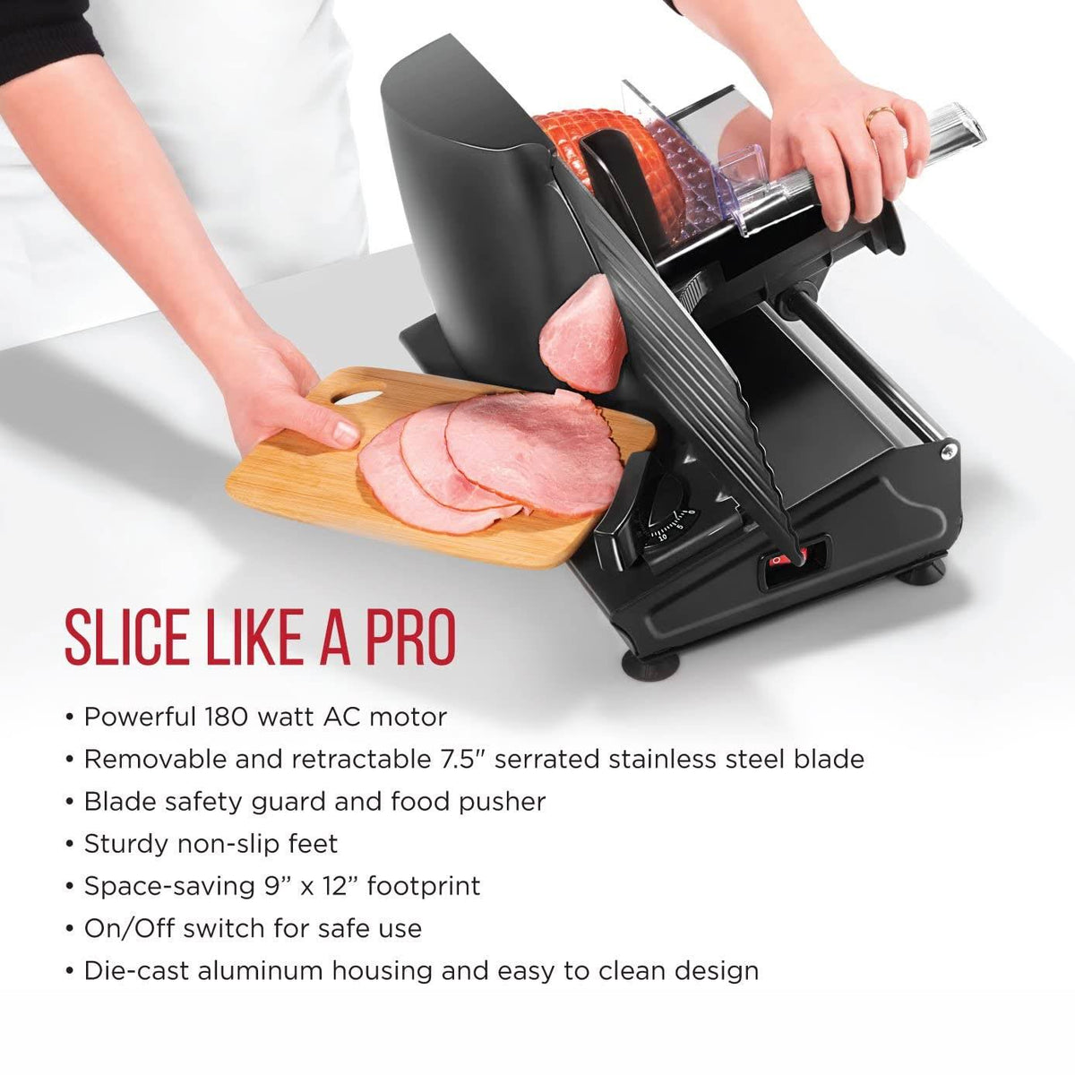 Black Stainless Steel Electric Food Slicer I624106