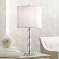 Crystal Column Table Lamp with White Drum Shade A2770