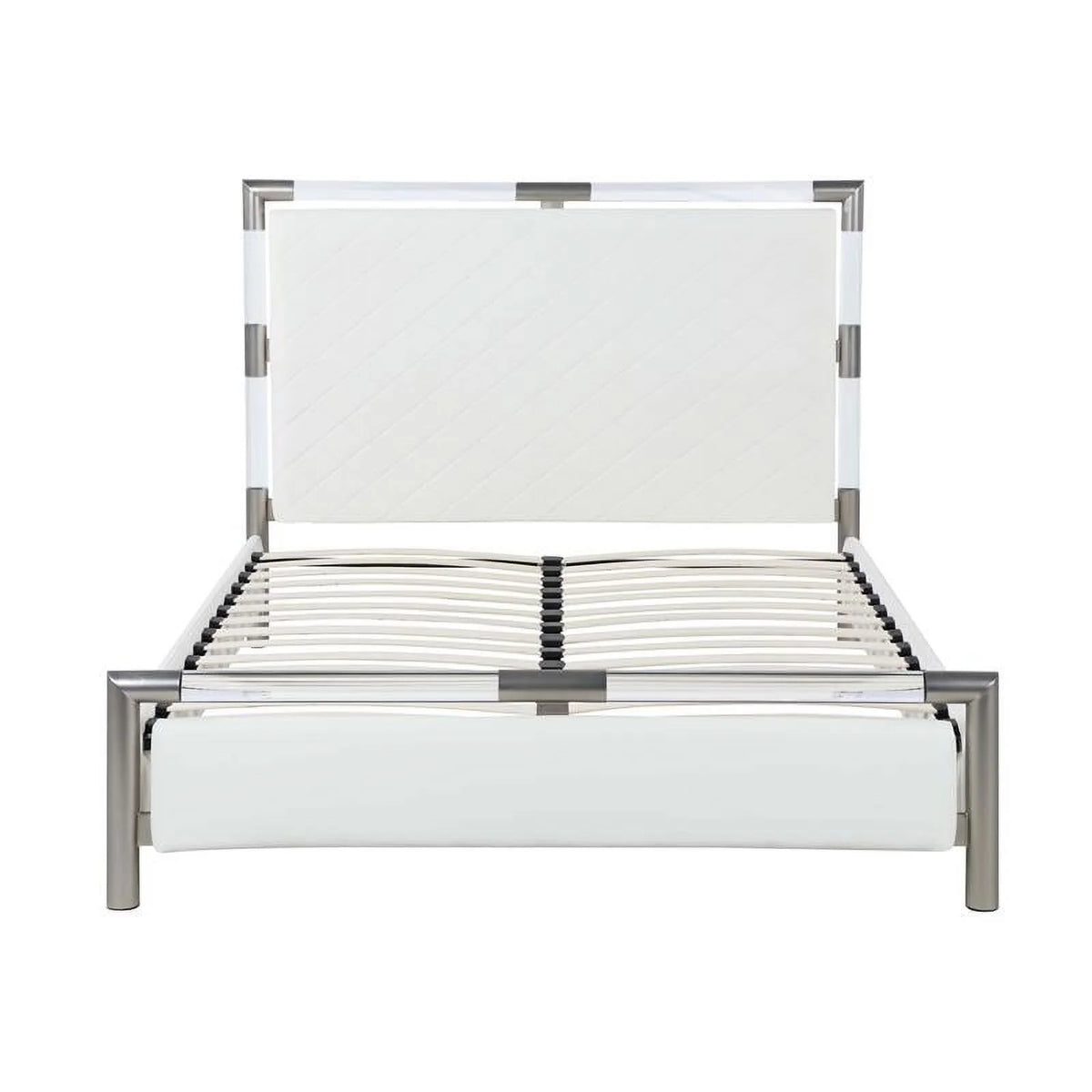 Gloss White Wood & Acrylic Queen-size 3-Piece Bedroom Set B256907
