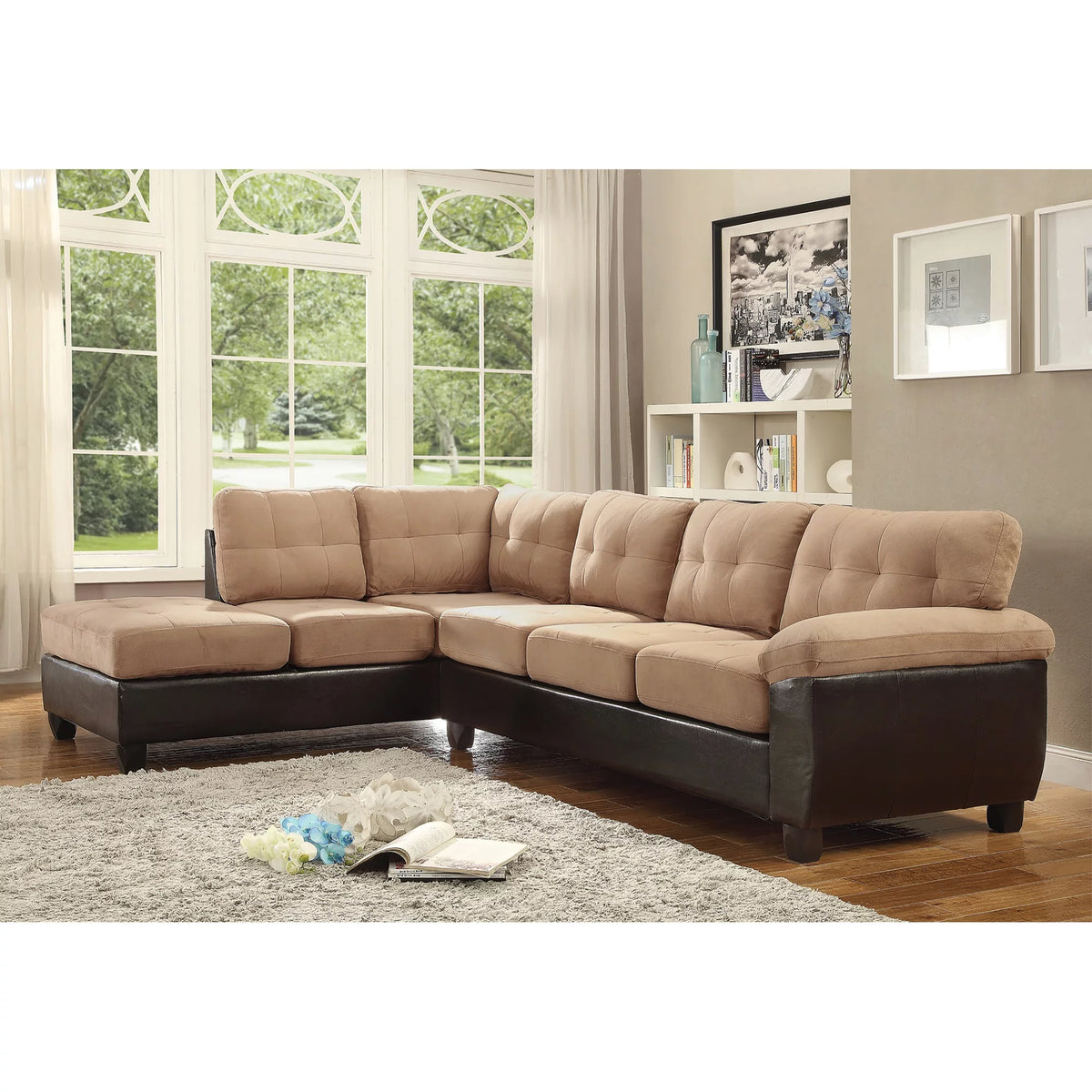Mocha Faux Leather Sectional Sofa F20652