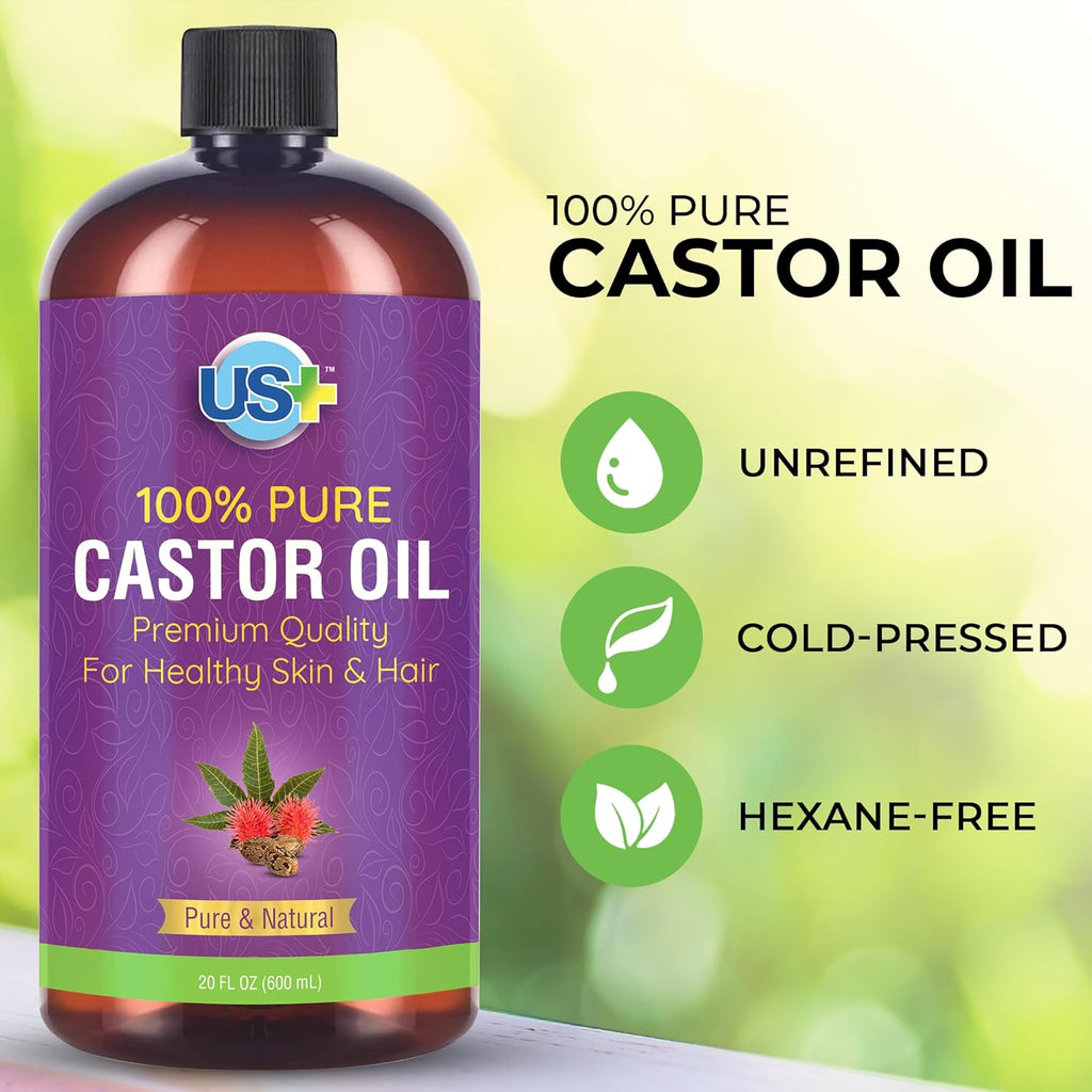 20oz 100% Pure Castor Oil, Cold-pressed, Unrefined, Hexane-free, BPA Free Plastic Bottle E2281