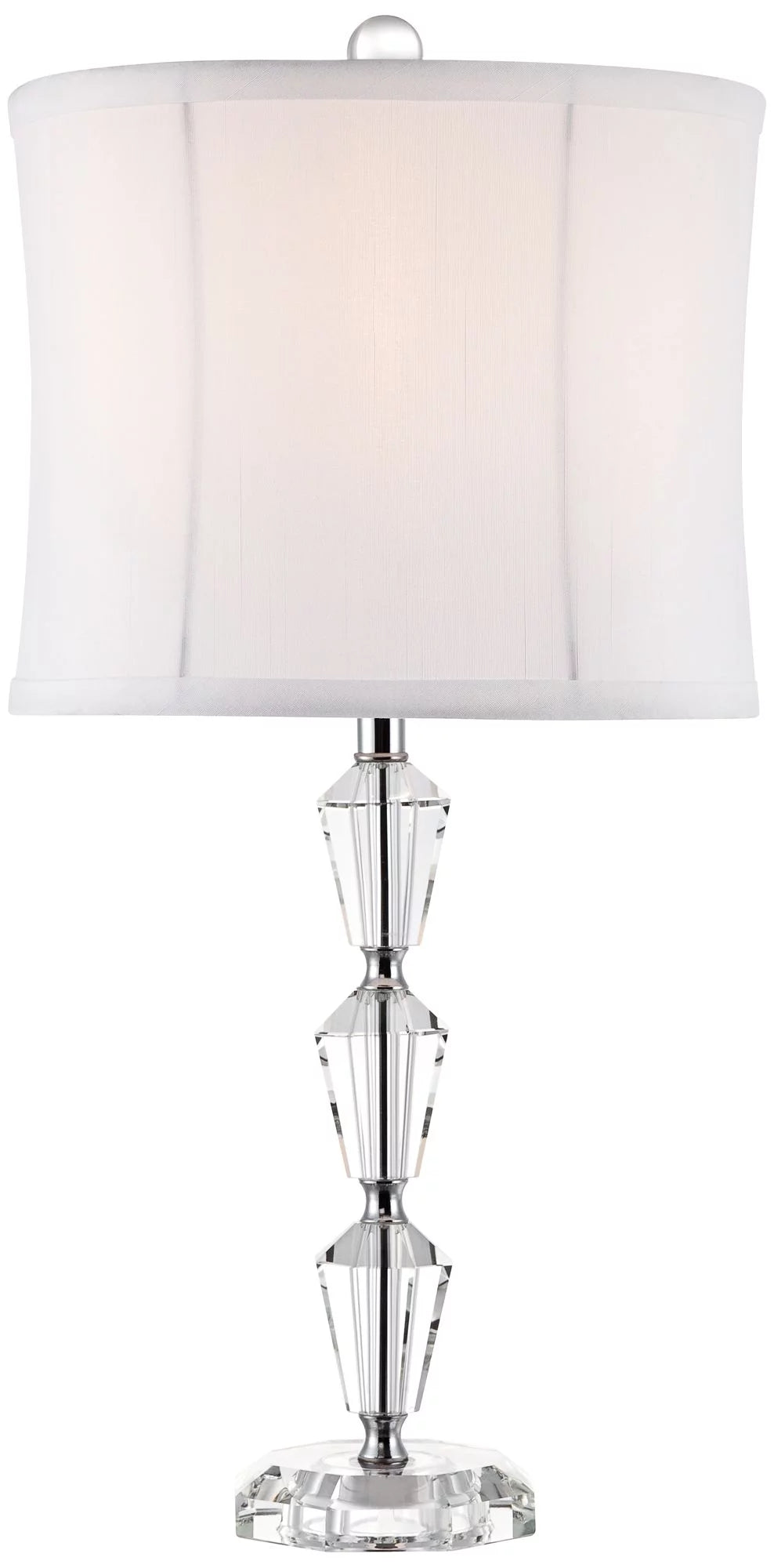 Crystal Column Table Lamp with White Drum Shade A2770