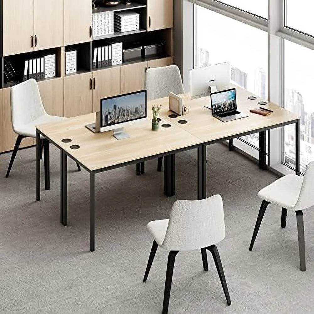 47 inch Teak Computer Desk with Black Metal Frame W6392