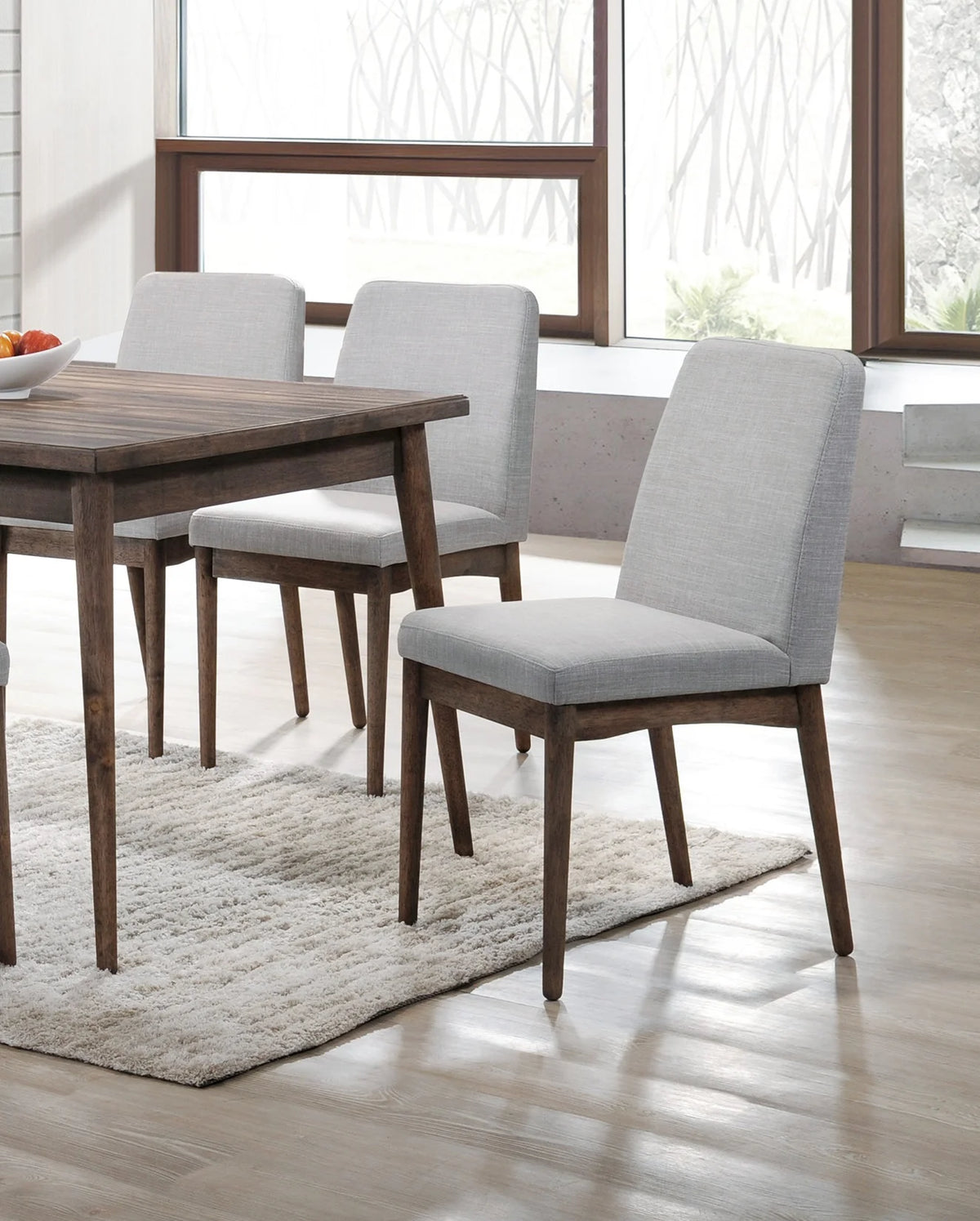 Solid Wood Fabric Upholstered Dining Chairs 2pcs Set J7344