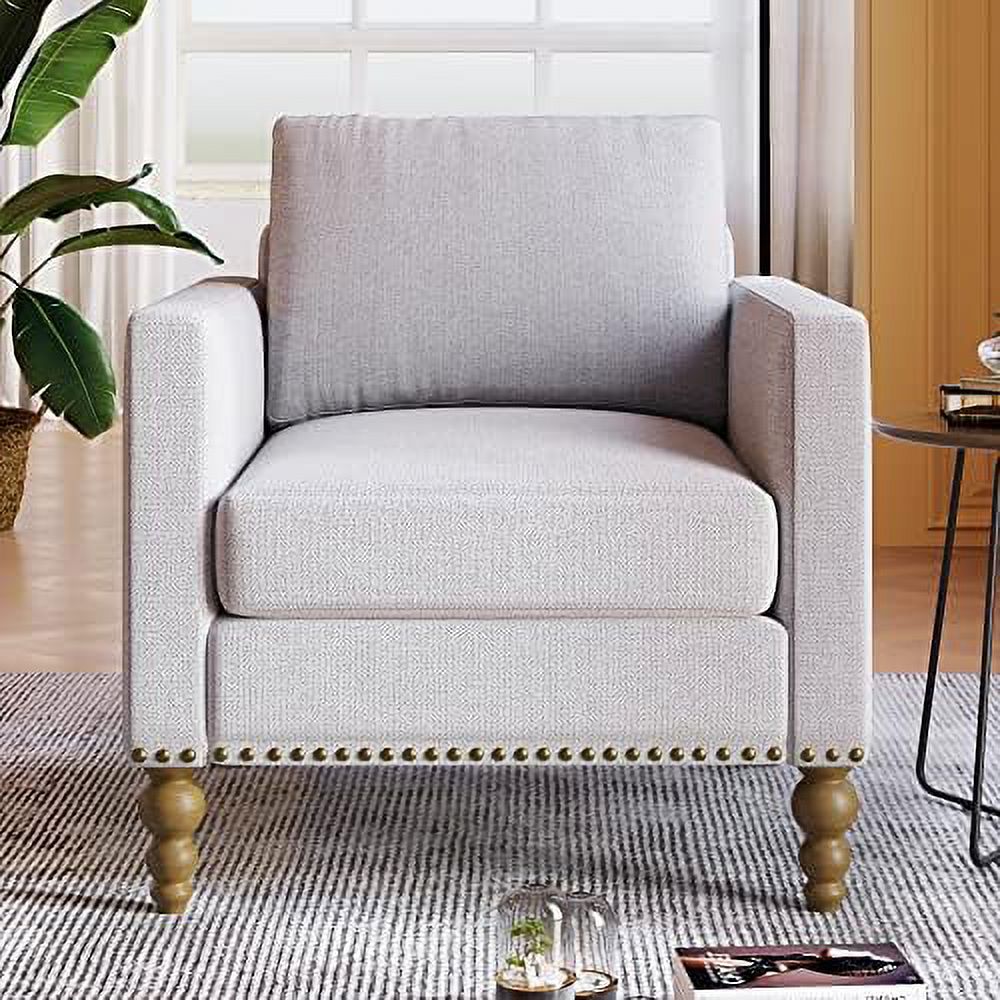 Blue Linen Tufted Recliner Single Sofa O715634