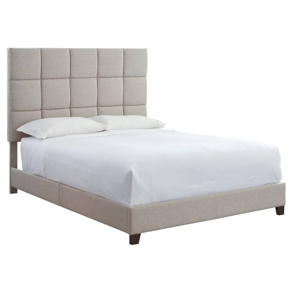 Beige Queen Upholstered Bed V4469