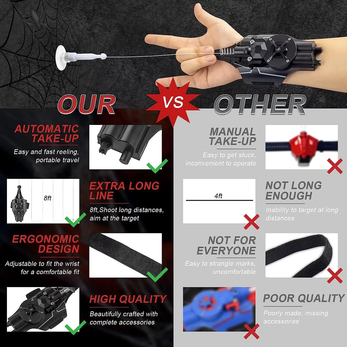 Black Electric Spider String Shooter Toy P250707