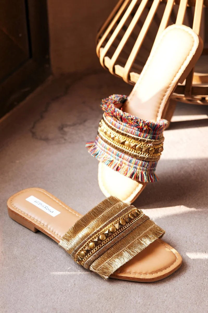 Metal Flat Sandals B893651
