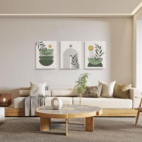 3 Pieces Framed Canvas Abstract Geometric Wall Art Set, 12x16 Inch O91330