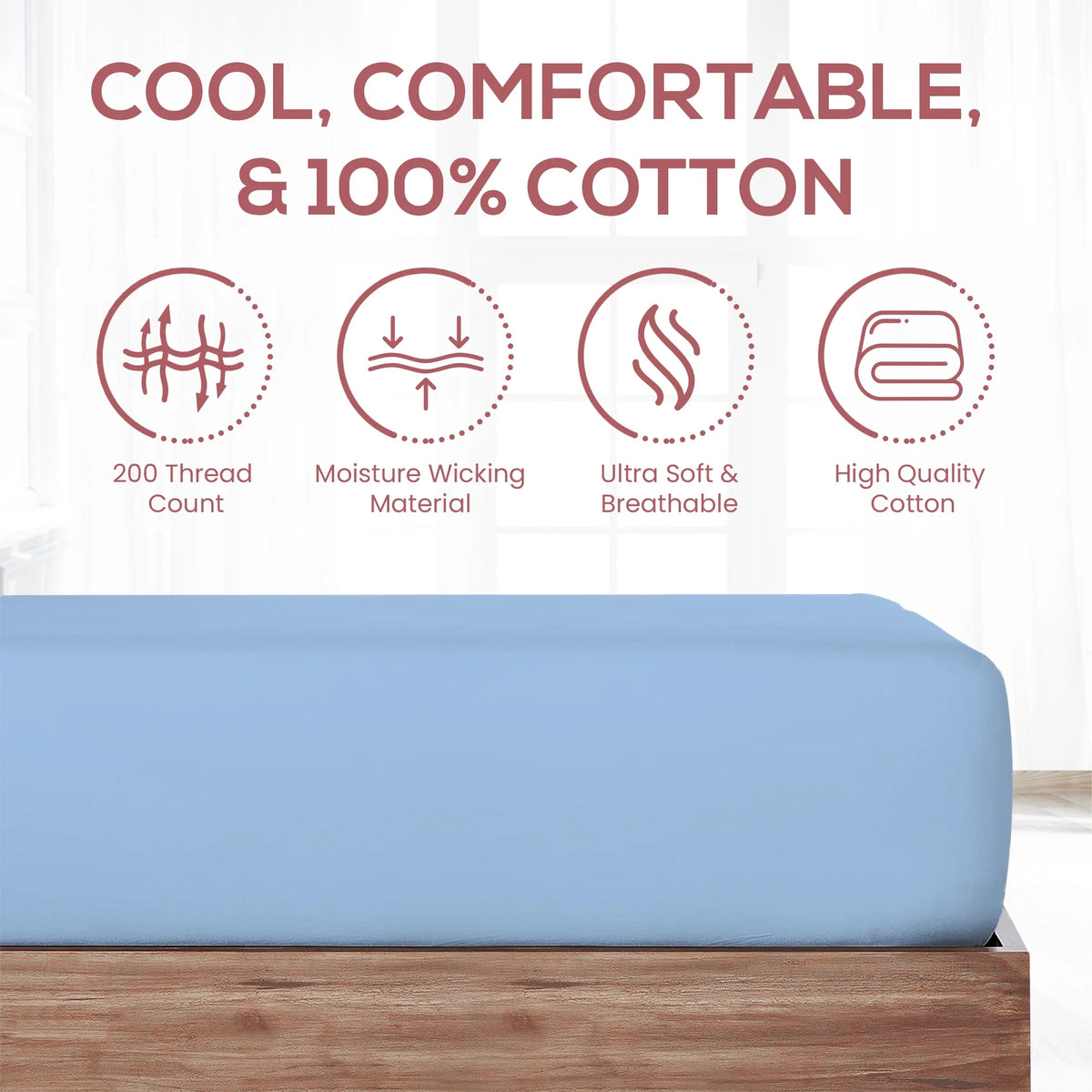 Blue Queen Fitted Cotton Sheet E858286