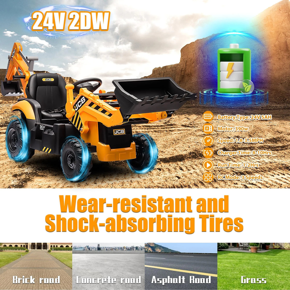 Yellow 24V Ride on Excavator with Remote Control M67296