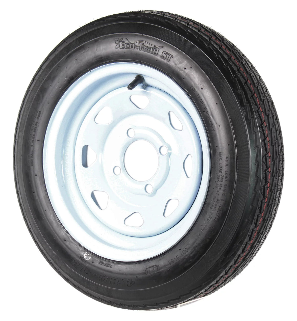 2-Pack Trailer Tire On Rim 4.80-12 12 in. Load C 4 Lug White Spoke Wheel F406