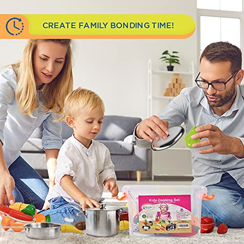 Play Food and Stainless-Steel Pots and Pans and Utensils Toy Kitchen Playset S786680