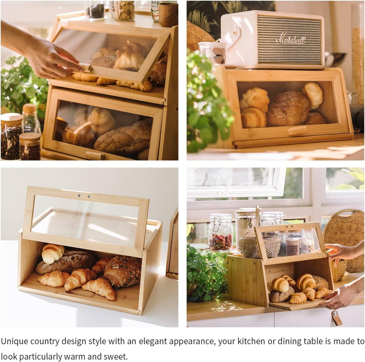 Bamboo Bread Box with Cutting Board H902