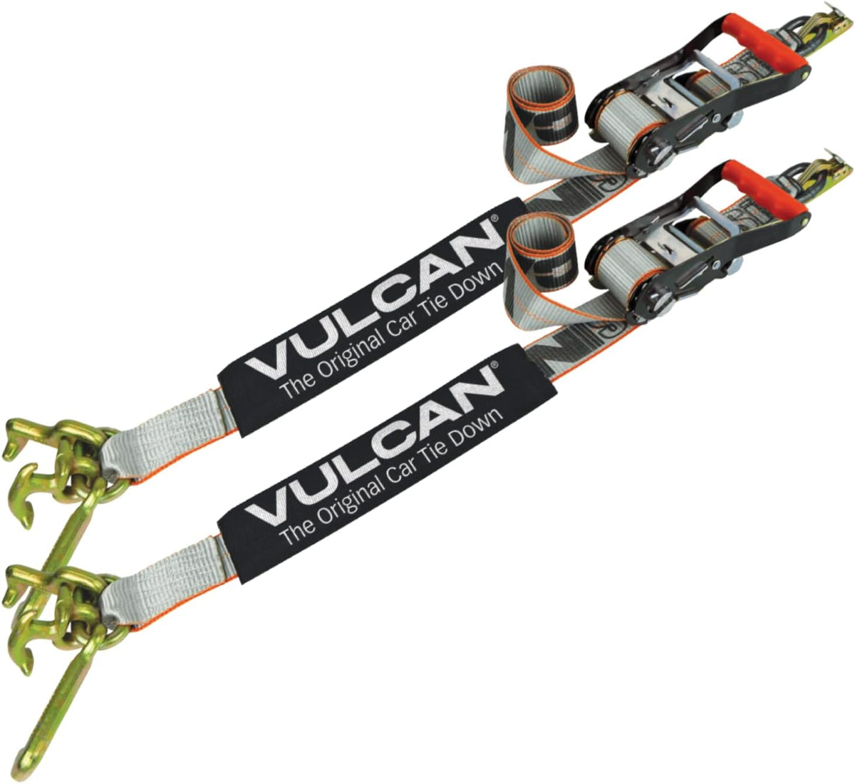 Classic Yellow 96 Inch 2 Pack Car Tie Down with Universal Frame Hook Cluster Q7522