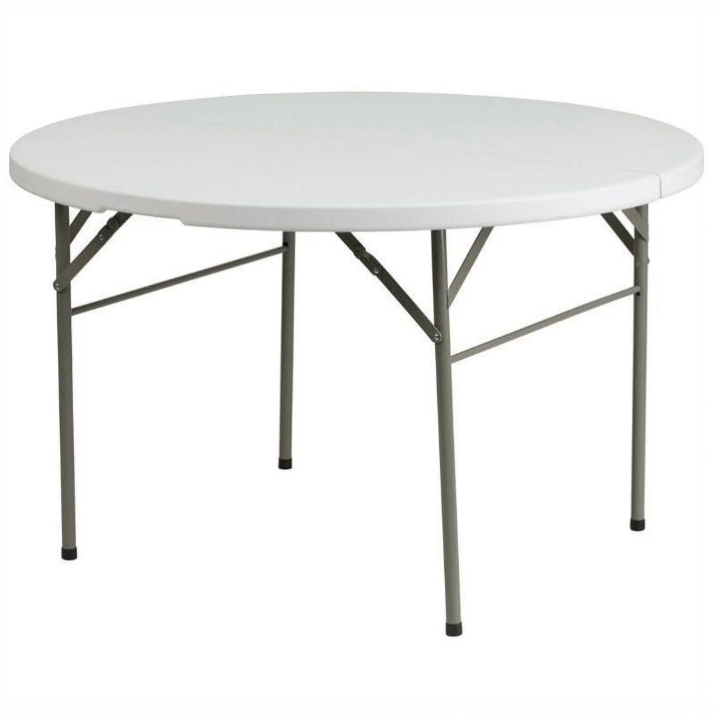 60.5" Round Granite Folding Table in White P71756