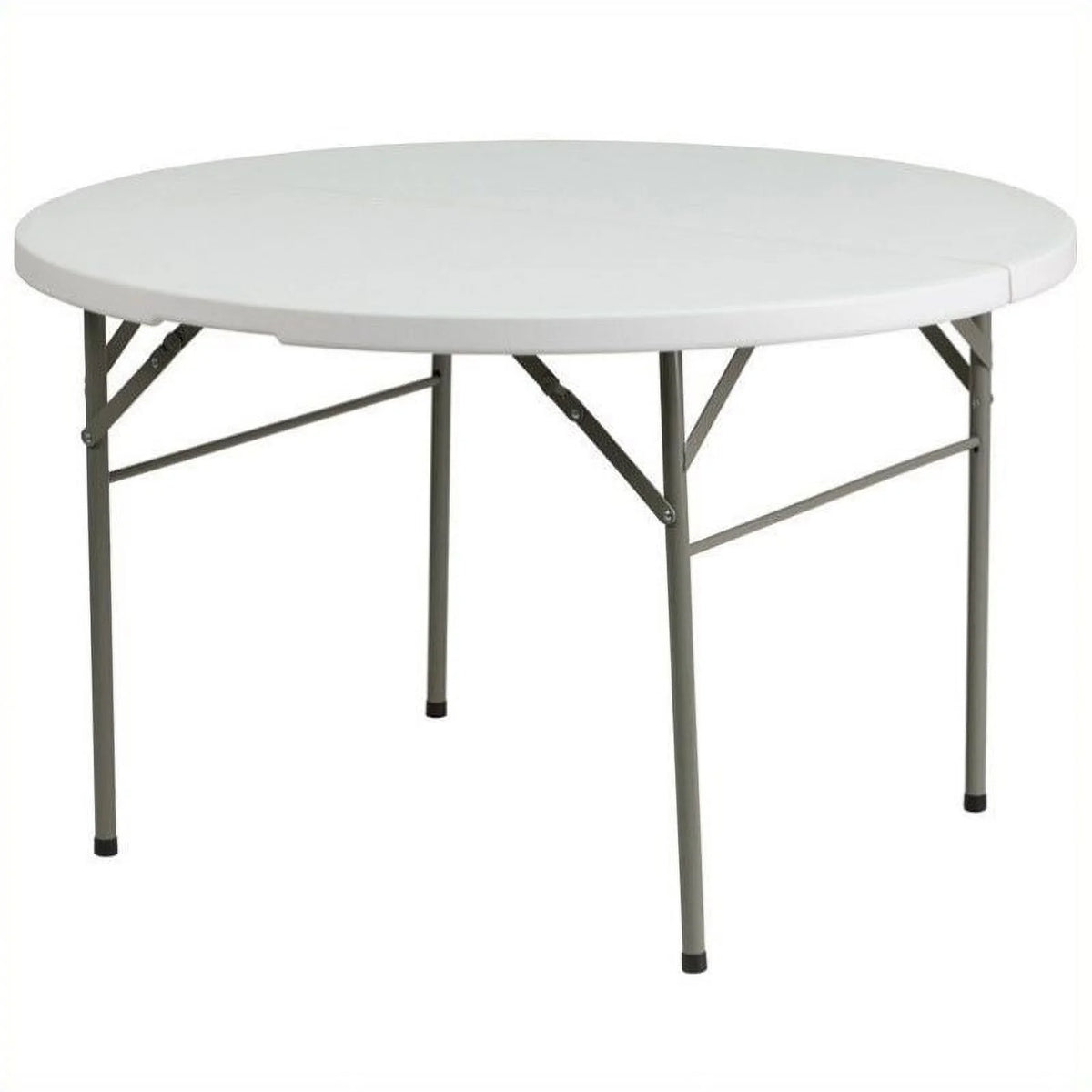 60.5" Round Granite Folding Table in White P71756