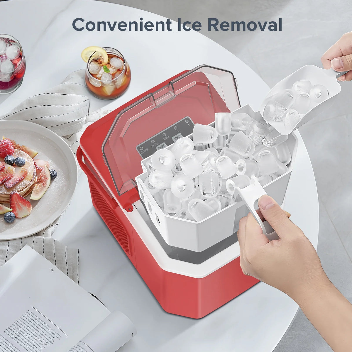 Countertop Portable Ice Maker Machine with Handle and Ice Scoop, Red P578773