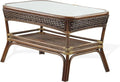 Rectangular Coffee Table Dark Walnut Natural Rattan T576