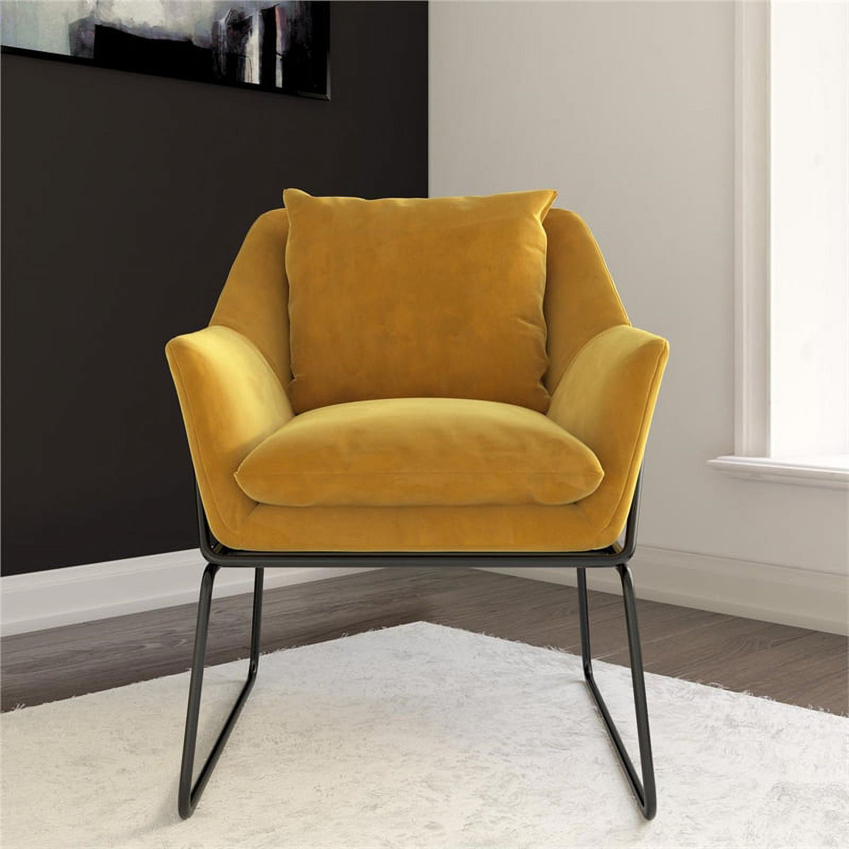 Mustard Yellow Velvet Accent Chair E50423