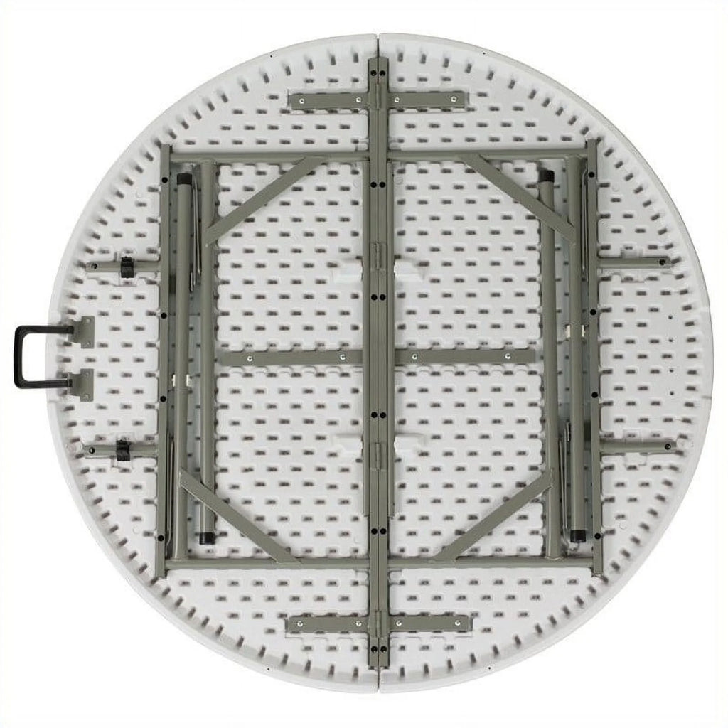 60.5" Round Granite Folding Table in White P71756