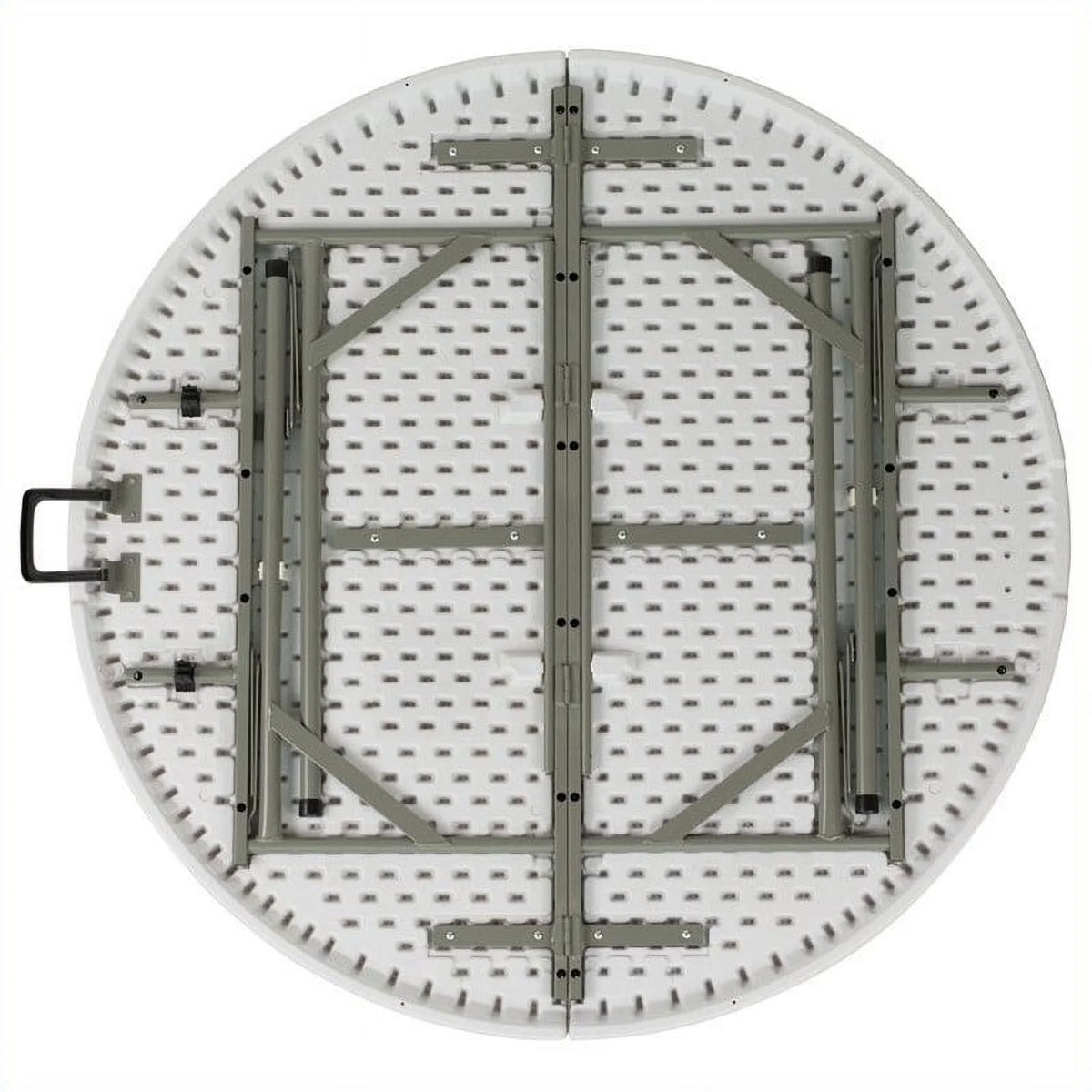 60.5" Round Granite Folding Table in White P71756