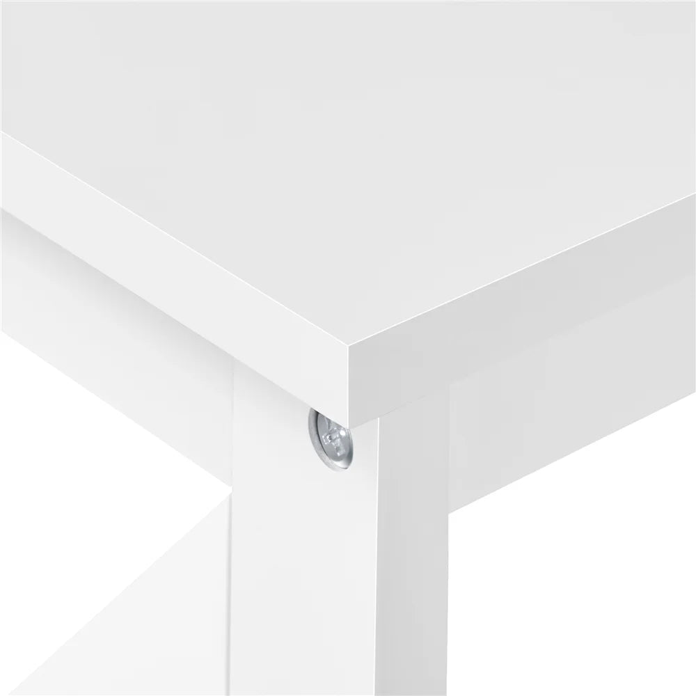 White Console Table with 2 Open Shelves N36469