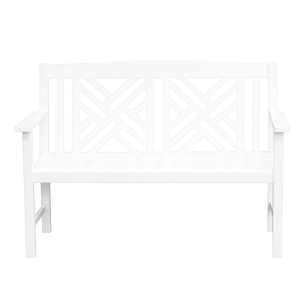 White Fretwork Bench S51340